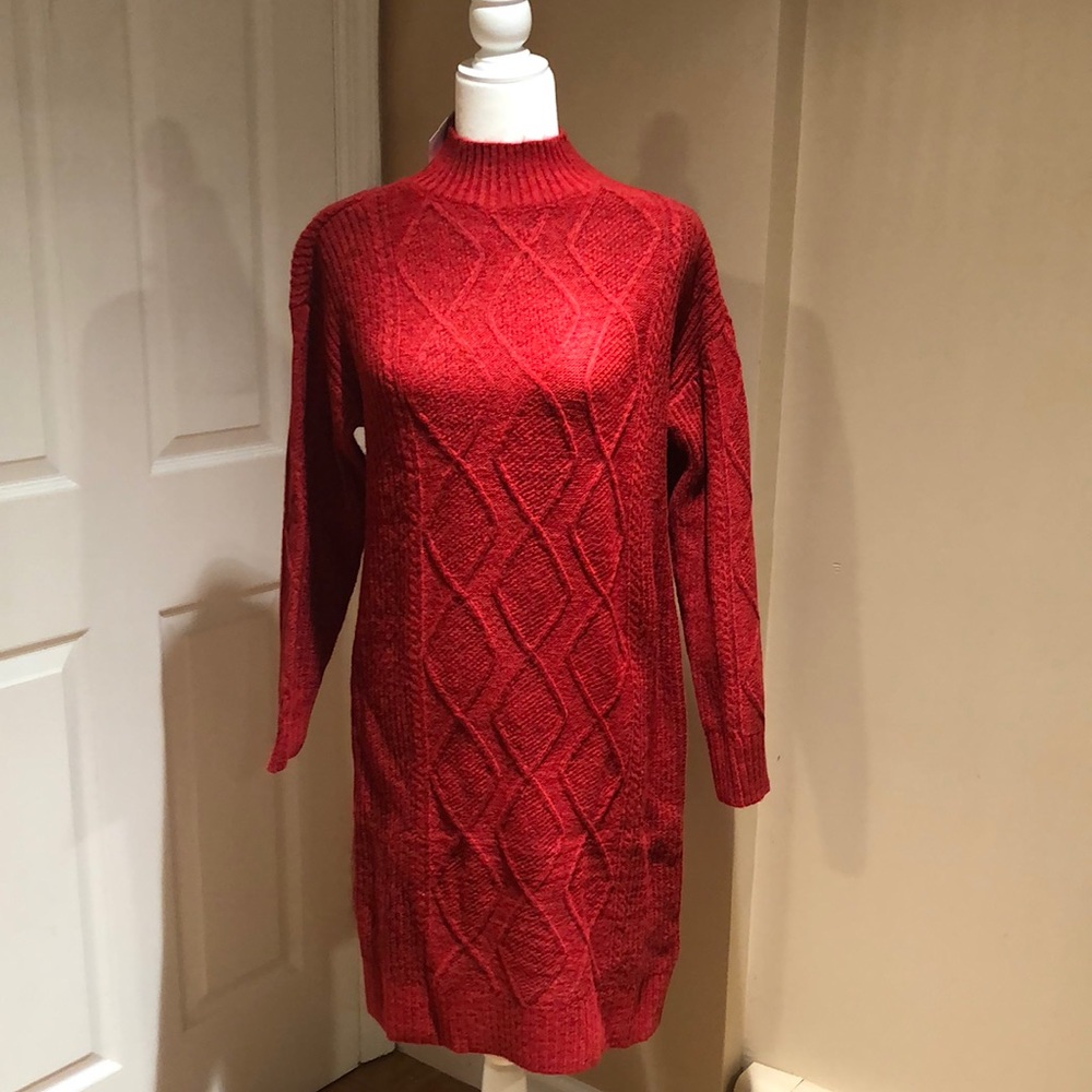 New with tags . AT Loft red sweater dress in size small .